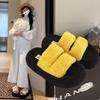 Fairy Wind Thick-soled Fluffy Slippers Female Outer Wear 2025 Autumn and Winter New Parallel Bars High-end Fashion Home Plush Slippers