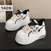 Tide Platform Sneakers Women Spring Autumn Round Toe Lace-up Comfort 8CM Thick Bottom Sport Shoe Black White Casual Shoe