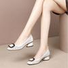 Shoes for Woman 2024 Office Square Toe Women's Summer Footwear with Medium Heels Normal Leather Casual White Sandals On Sale A E