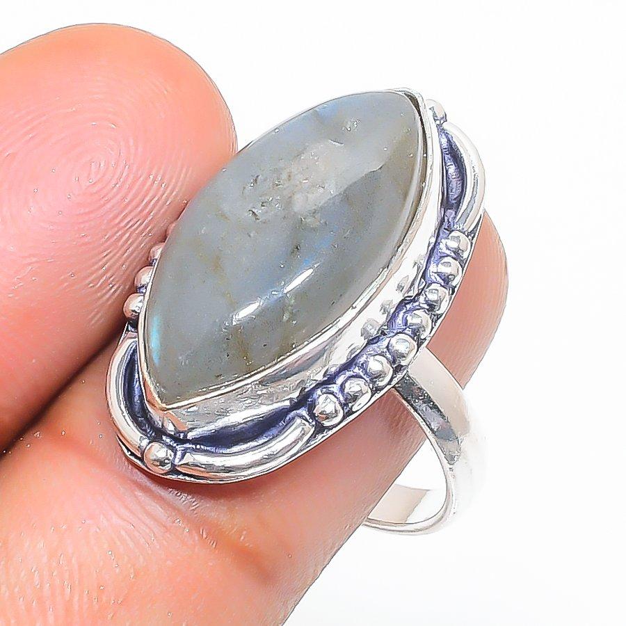 Labradorite Gemstone 925 Sterling Silver Jewelry Ring Size 8