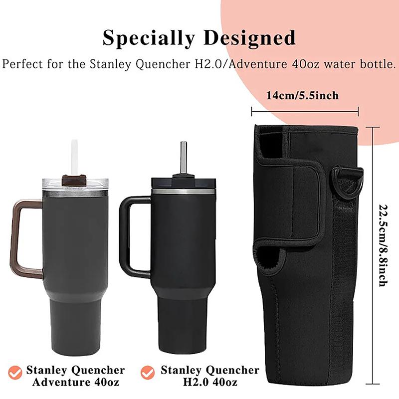 40Oz Water Bottle Carrier Bag Adjustable Shoulder Strap Mug Cups Sleeve Solid Color Bottle Holder For Outdoor Hiking