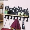 Wrought Iron Animal Hook Cat Pig Wall Shelf No Trace Strong Sticky Hook Multifunction On The Wall Black Metal Decorative Hooks