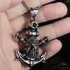 European and American Jewelry Titanium Steel Hip-hop Necklace Pirate Ship Anchor Pendant Long Style