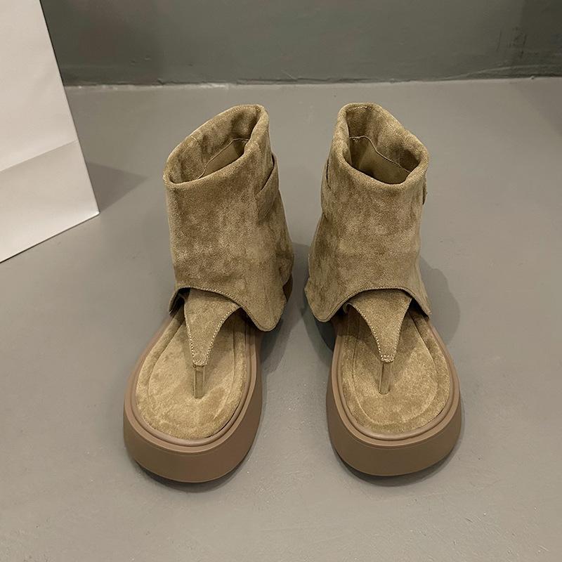 Mezzanine Sandals Women's New Summer Suede Niche Design Thick-soled Cool Boots Retro Women's Shoes