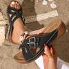 Fashion Fashion Cross Straps Platform Slippers Women Comfort Double Buckle Wedge Sandals Woman Summer 2025 Anti Slip Casual Beach Shoes