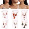 Christmas Tree Ear Pendants Snowman Women Lady Girls Neck Chain Necklace Earring