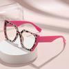 Fashion Polygon Oversize Frame Plain Glasses Unisex Retro Leopard Versatile Advanced Eye Protection Anti-Blue Light Eyeglasses