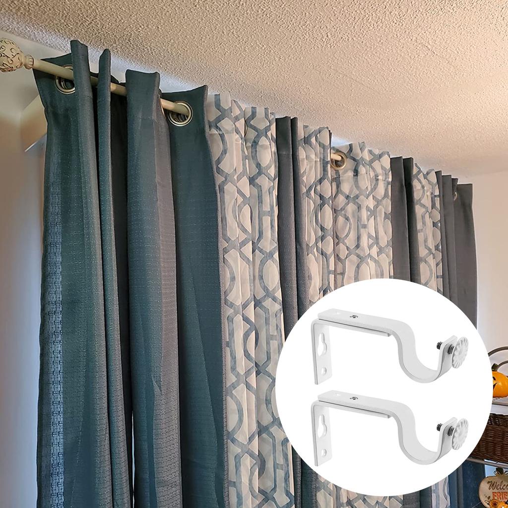 2Pcs Adjustable Curtain Holder Curtain Drapery Rod Bracket Window Curtain Rod Support Hanger Hardware Easy To Install