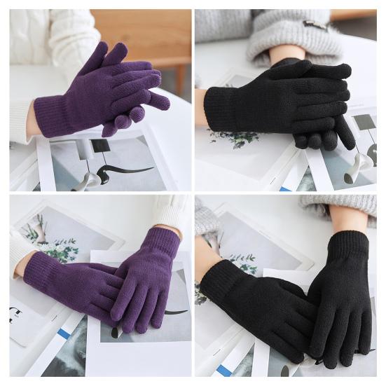 Winter Knitted Gloves Female Thickened Warm Gloves Breathable Cycling Gloves with Windproof Elastic Cuffs for Running Errands Driving