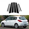 8Pcs Stickers For Nissan Tiida 5Door Hatchback 2005-2010 Car Glossy Black Pillar Posts Door Window Trim Cover Auto Accessories