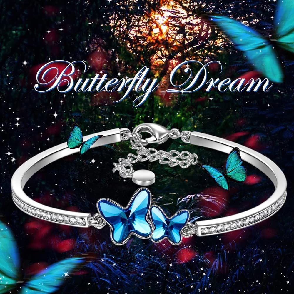 Valentine Gift By Anmol Italian Designer Platinum Plated Crystal Butterfly Earrings Chain Pendant Necklace Combo Jewellery Set