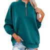 Women's Fashion Long Sleeve Loose Oversize Solid Color Half Zipper Neck Sweater Top With Pockets