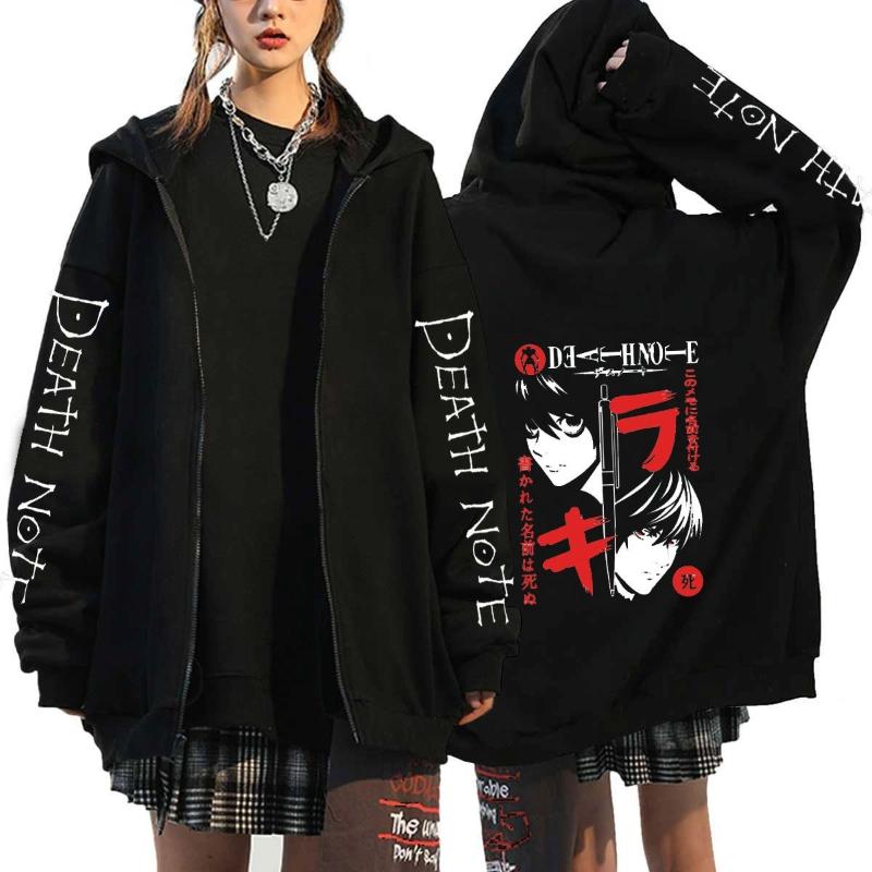 New Death Note Graphic Print Zipper Hoodie Fall Winter Men Women Zipper Hoodies Fashion Trend Sweatshirt Tops Streetwear