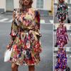 Printed Dress Autumn Temperament Elegant Long-sleeved Skirt