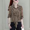 Women Elegant Print Chiffon Blouse Spring Summer Casual Long Sleeve Loose Shirt Office Lady Sweet Tops