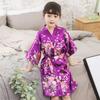 Children's Bathrobe Comfortable and Elegant Temperament Summer Girls Cardigan Imitation Silk Girls Small Floral Bathrobe Baby Girl and Kimono Robe