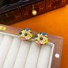 European-American Retro Swirl Gemstone Stud Earrings