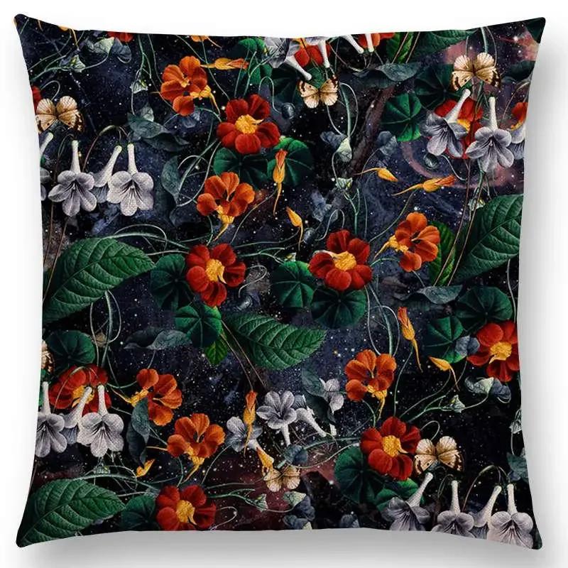 Latest Gorgeous Floral Night Forest Garden Print Throw Pillow Case Home Decor Cushion Covers / Cushion Cover Hogar