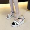 Summer Women's Sandals Platform Summer New Fashion Color Matching Muffin Bottom Woven Wedge Heel High Heels