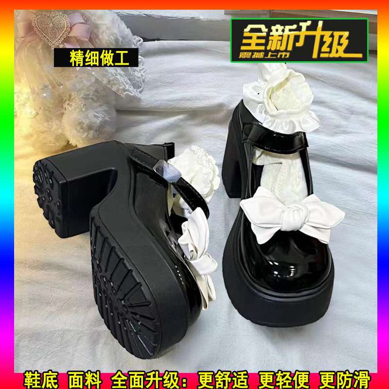 2025 Spring Lolita New Muffin Bow JK Single Shoes Japanese Lolita Sweet Cool Mary Jane Small Leather Shoes