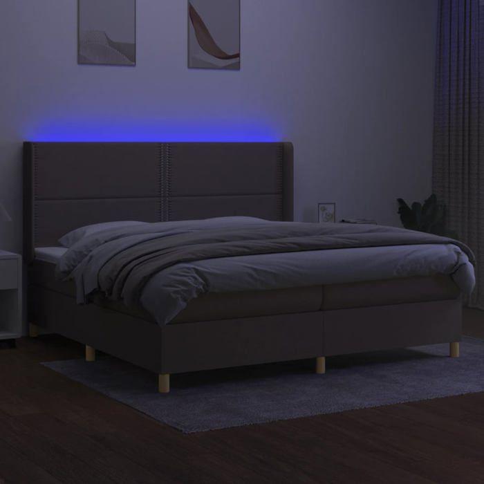 VidaXL Slat Bed Base with Mattress and LED, Upholstered Bed with Headboard, Double Bed, Adult Bedroom Bed, 3138825