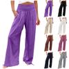Women's 9-pant Casual Loose High Waist Cotton Linen Wide Leg Long Pants With Pockets