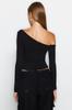 Women's Fashion New Blouse Black One Shoulder Cotton Stretchy Fitted Bodycon Crop Knitted Blouse