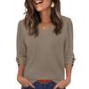 Women's Fashion Casual Solid Color V-neck  T-shirt Top