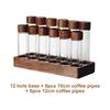 Coffee Bean Storage Tubes with Wooden Stand and Lids, Dosing Glass Vials for Coffee Storage, Espresso Bean Canisters Cellars Set