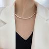 S925 Silver Retro Arc Clavicle Necklace: Women's Hollow Tube Semi-Circle Hip Hop Sweater Chain