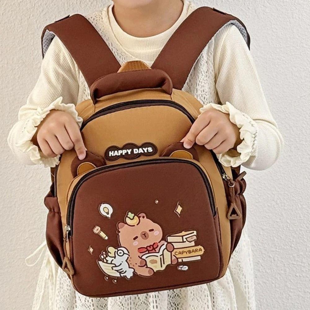Kawaii Capybara Kindergarten Backpack Lightweight Children School Bag  Toddler