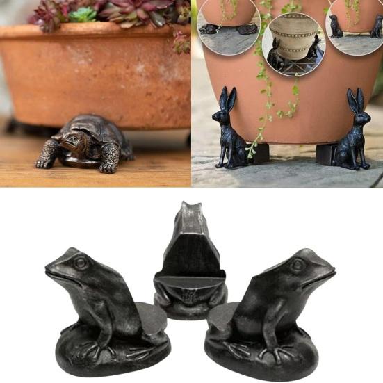 3Pcs Animal Planter Pot Feet Weatherproof Indoor Outdoor Turtle Frog Dog Shape Flowerpot Holder