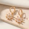 White Zirconia Flower Dangle Earrings for Women 2025 New Fashion Drop Earring Jewelry Wedding Party Accessories