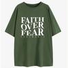 Letter Slogan FAITH OVER FEAR Printed T Shirts Women Men Summer Short Sleeve Oversized Comfortable T-shirts Trendy Tees Tops