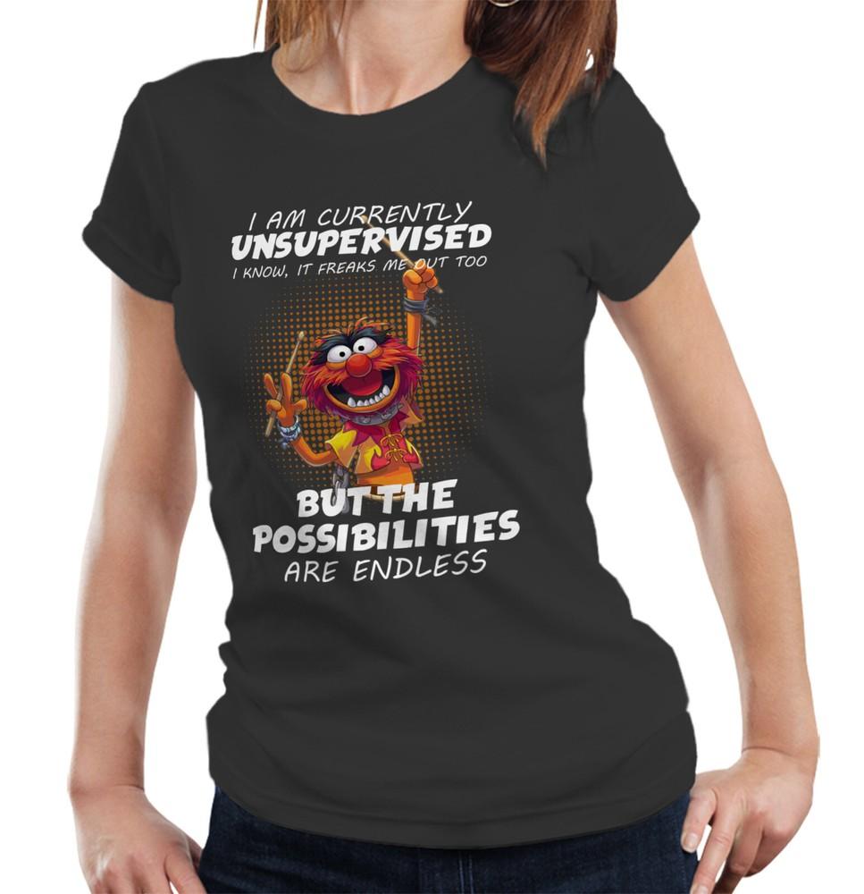 I Am Currently Unsupervised T Shirt Semi Fitted Ladies Funny Animal Joke Meme