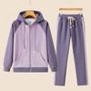 Fashion Casual Sportwear Hoodie Pant Set Long Sleeve Hooded Jacket 2 Piece Set Drawstring Pant Sping Female Running Suits