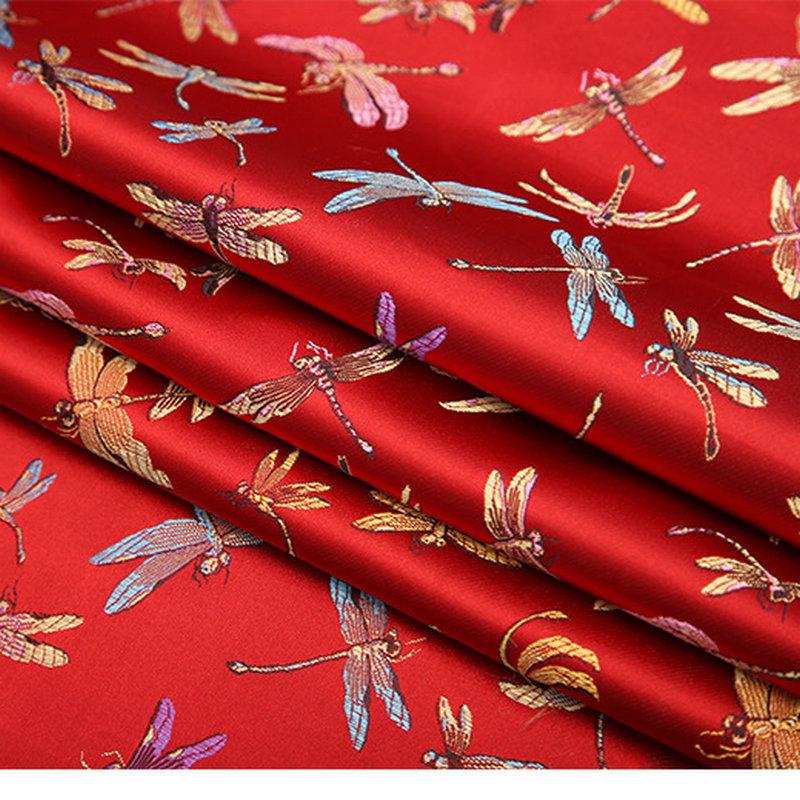 High-Density Nylon Dragonfly Jacquard Cheongsam Fabric - Chinese Silk Satin Hanfu for Children's Brocade