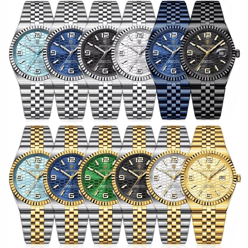 2025 New Men Watches Gorgeous Blue Gold 41mm Classic Clock Stainless Steel Diving Series Waterdrop Calendar Quartz Watch for Men