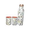 Copper Water Bottle 1 Ltr | Copper Water Bottle with Glass Set | Meena Work | 100% Pure | Leak-Proof | 2 Water Glass 300ml Each