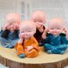 4Pcs/Set Resin Crafts Gift Lovely Little Monk Sculptures Cute Monks Buddha Statues Creative Buddha Dolls Table Car Decoration