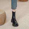 Leather Short Boots Women's Thick Heel 2025 New Spring and Autumn Elastic Thin Boots Single Boots Thick-soled British Martin Boots