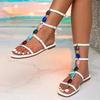 Liyke Bohemian Style Casual Gladiator Sandals Women Summer Fashion Colour Gem Strap Open Toe Flat Shoes Roma Sandalias De Mujer