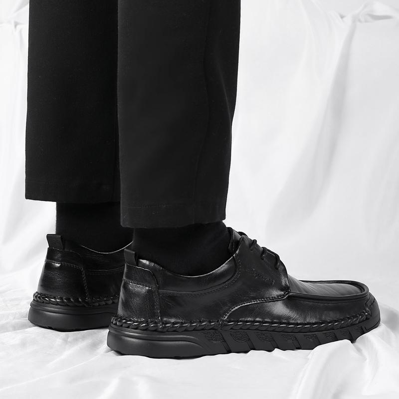 Shoes Men Lace Up Oxfords Genuine Leather Shoes Men Outdoor Flats Black Soft Designer Handmade Sewing Men Casual Shoes