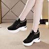 High Heeld Wedge Breathable Women's Shoes Summer New Black White Shoes Hidden Wedges Heel 8cm Casual Lace Up Platform Increase Sneakers Woman