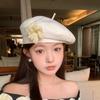 Французская шляпа художника Универсальная кепка художника Дышащий берет с цветком Праздник