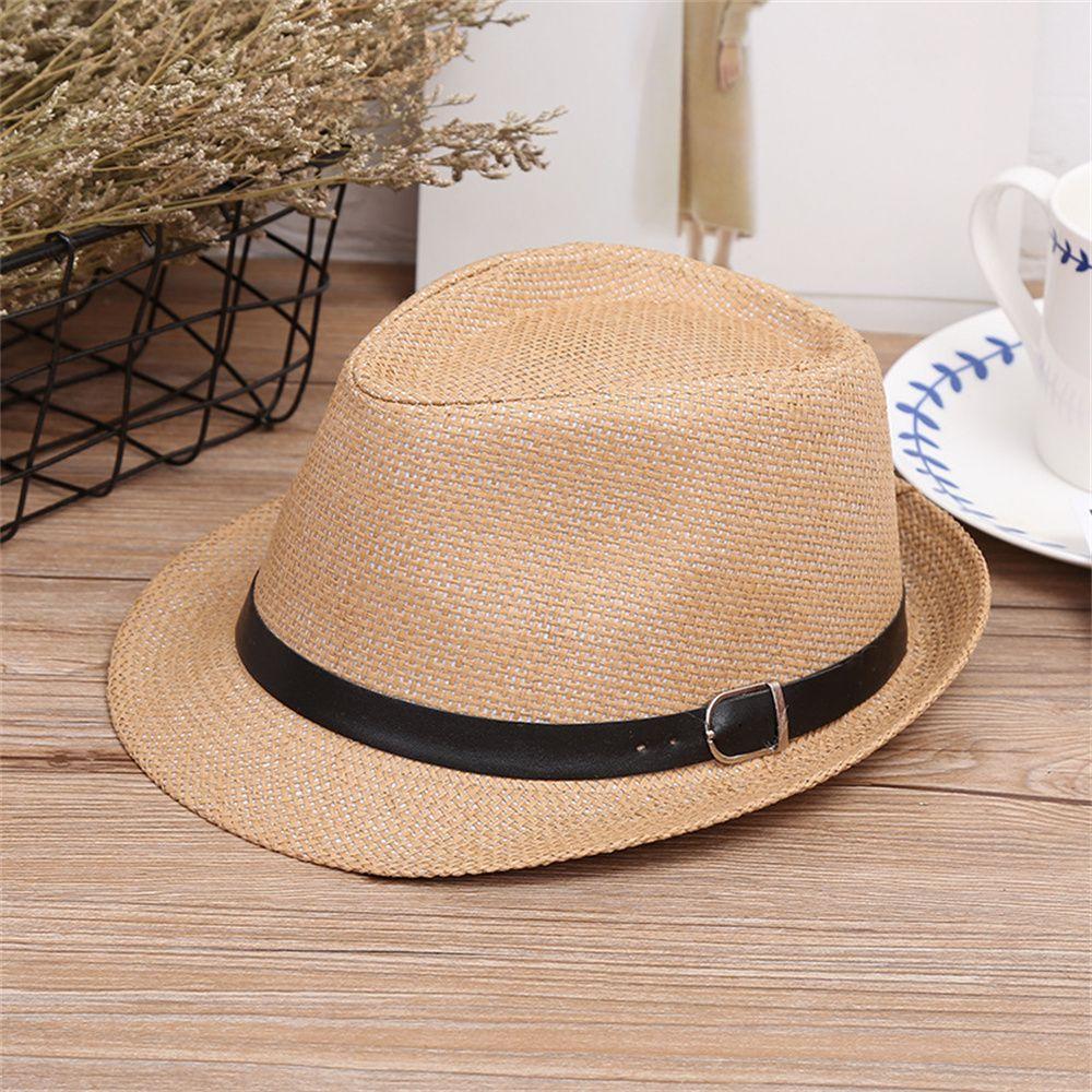 Fashion Beach Summer Unisex Cowboy Fedora Hat Sun Hat Straw Panama Cap Jazz Hat