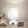 LED Desk Lamp with White Glass Shade Dimmable Flicker Free Easy To Install Touch Control LED Desk Light Small Bedside Lamp