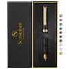 Scriveiner Luxury EDC Fountain Pen Gorgeous Matte Black Pocket Pen 2 Chrome Finish Schmidt German Nib Converter Best Writing Pen Gift Set Nice Stylish
