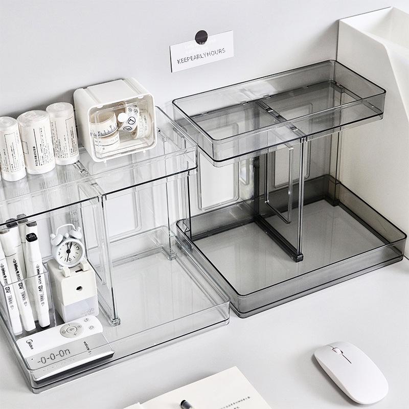 Transparent Desktop Double-Layer Storage Rack for Cosmetics and Bathroom Essentials