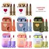 Hengfang 2Set/Lot Headphones Love Icon Double Tube Non-stick Cup Long Lasting Waterproof Lipstick Matte Earphone Shape Lipstick Nude Red Lips Makeup